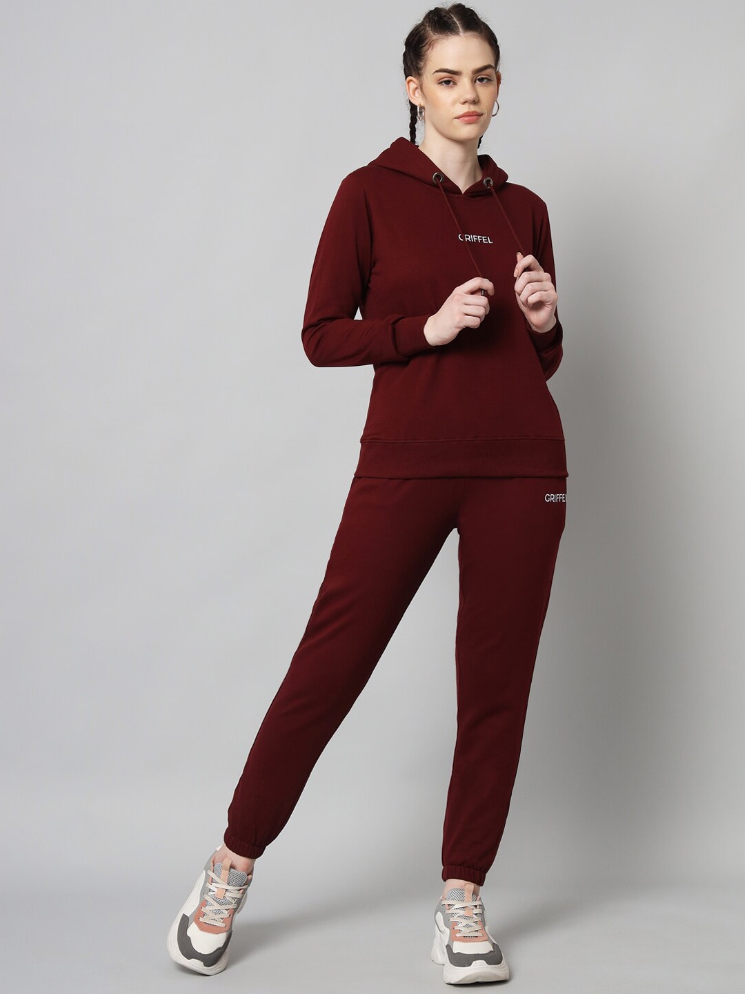 

GRIFFEL Women Maroon Solid Tracksuits