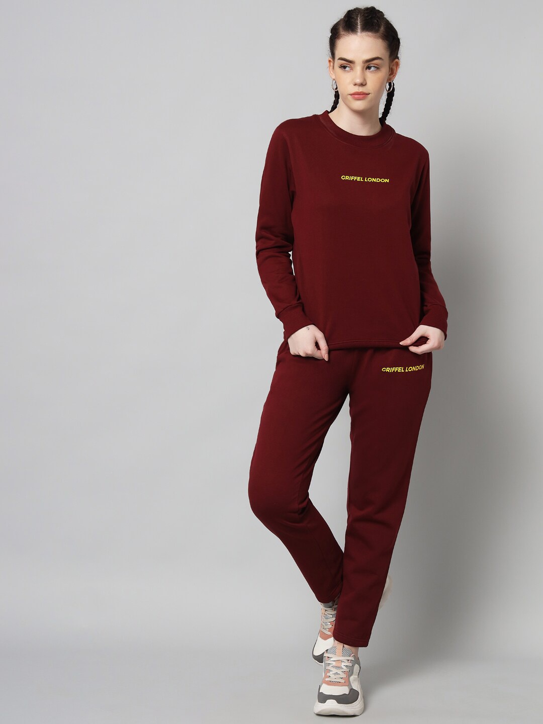 

GRIFFEL Women Maroon Solid Tracksuits