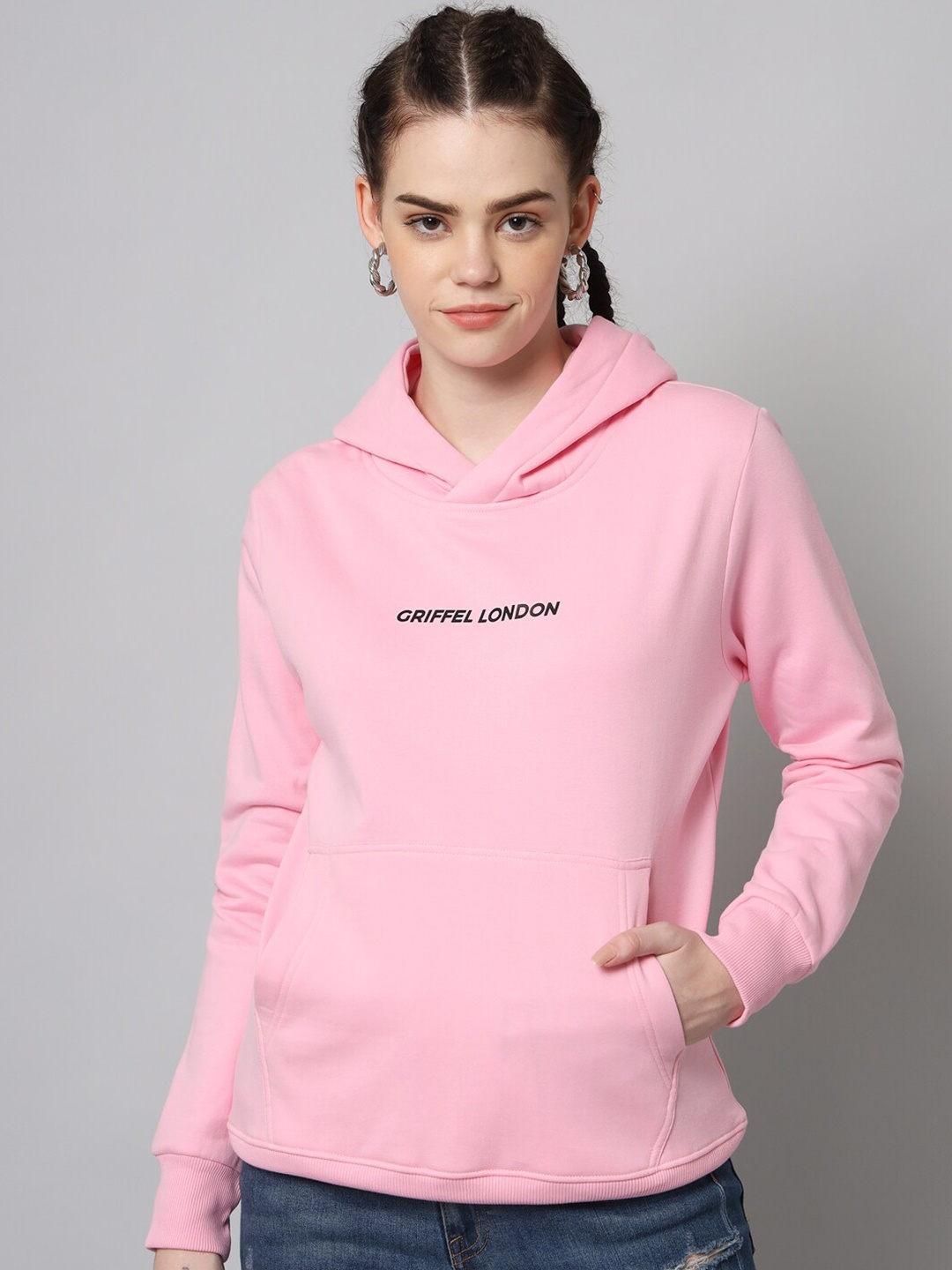 

GRIFFEL Women Pink Solid Sweatshirt