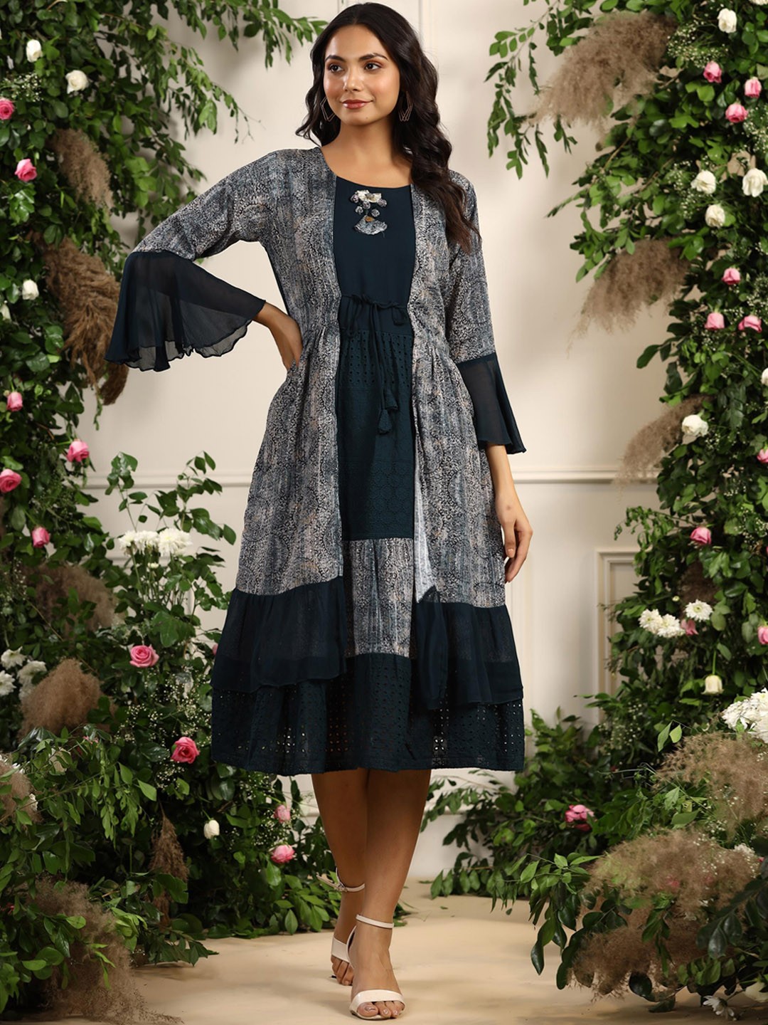 

SCAKHI Women Navy Blue Printed Ethnic Dresses