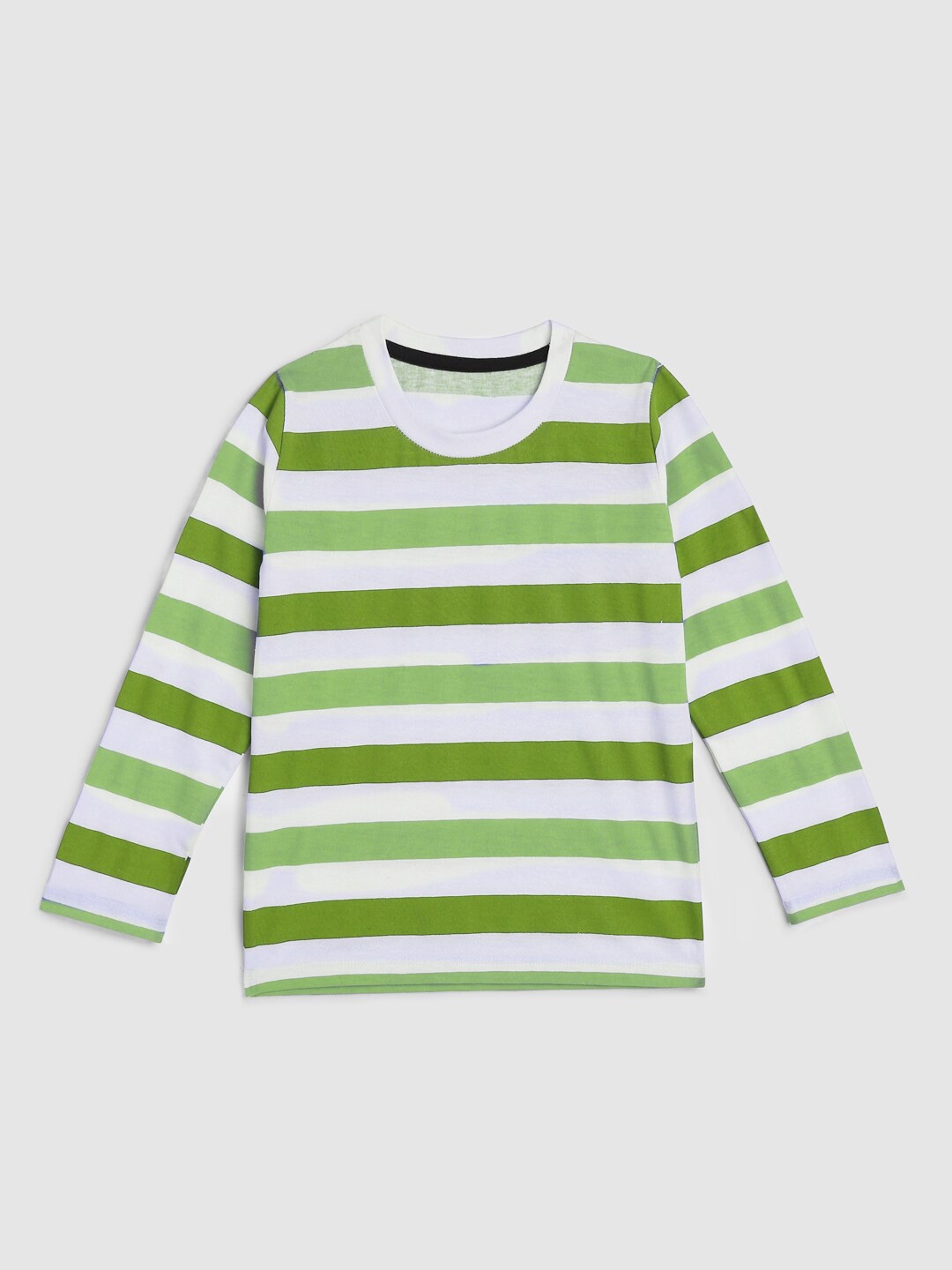 

KIDSCRAFT Boys White & Green Striped T-shirt