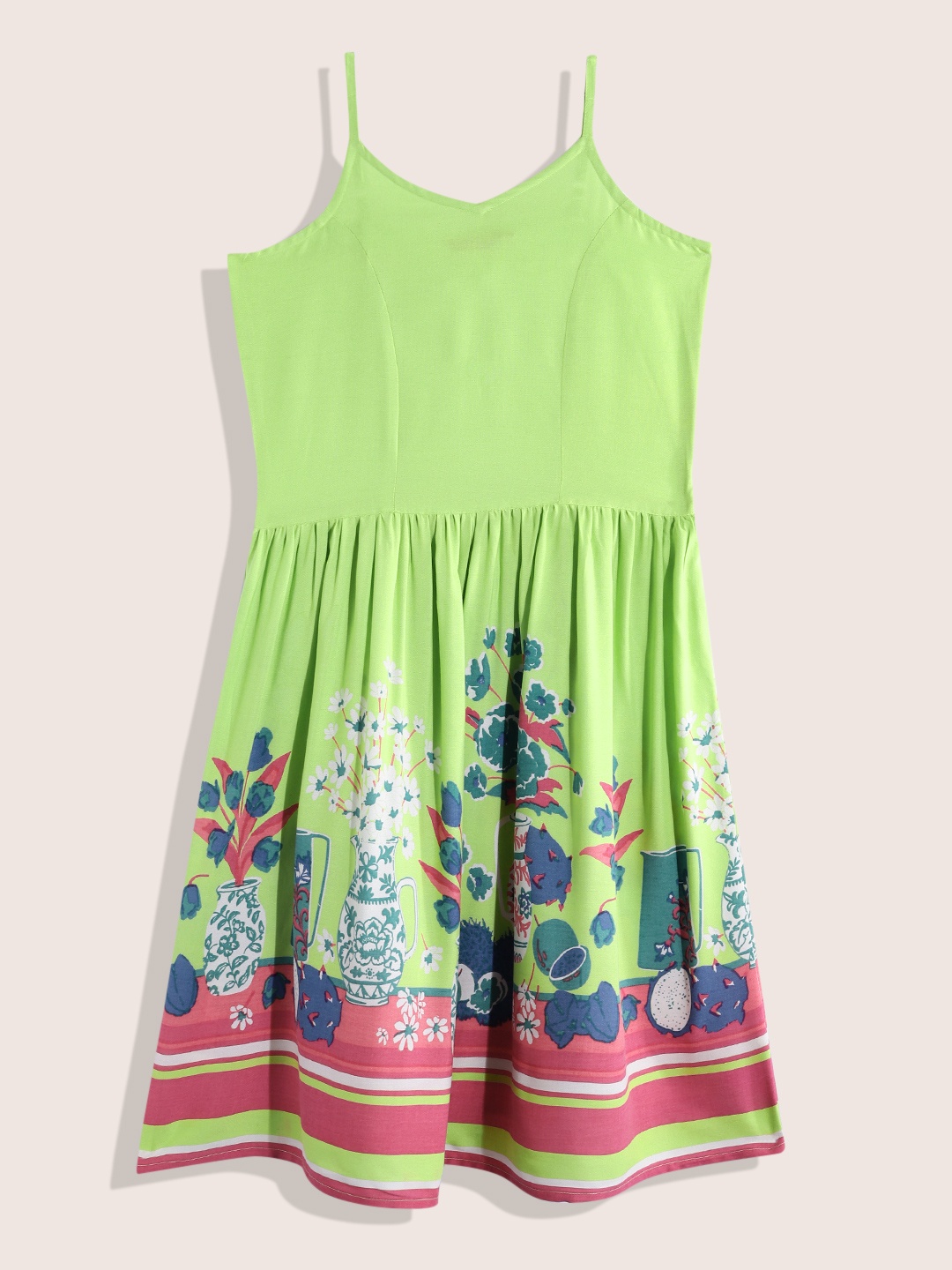 

Sangria Teen Girls Floral Print Gathered Fit & Flare Dress, Green