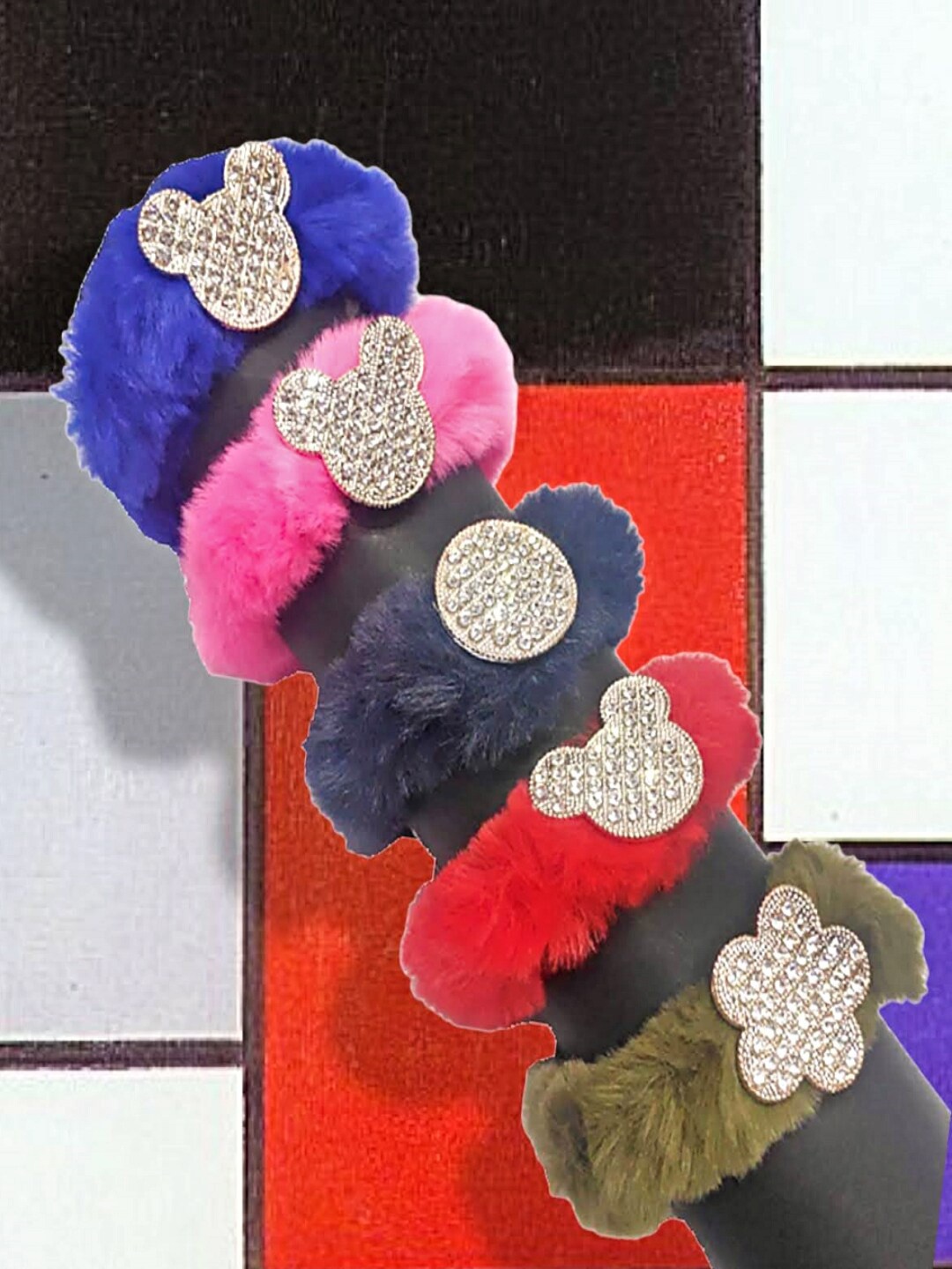 

Proplady Girls Blue & Red Set of 5 Embellished Ponytail Holders