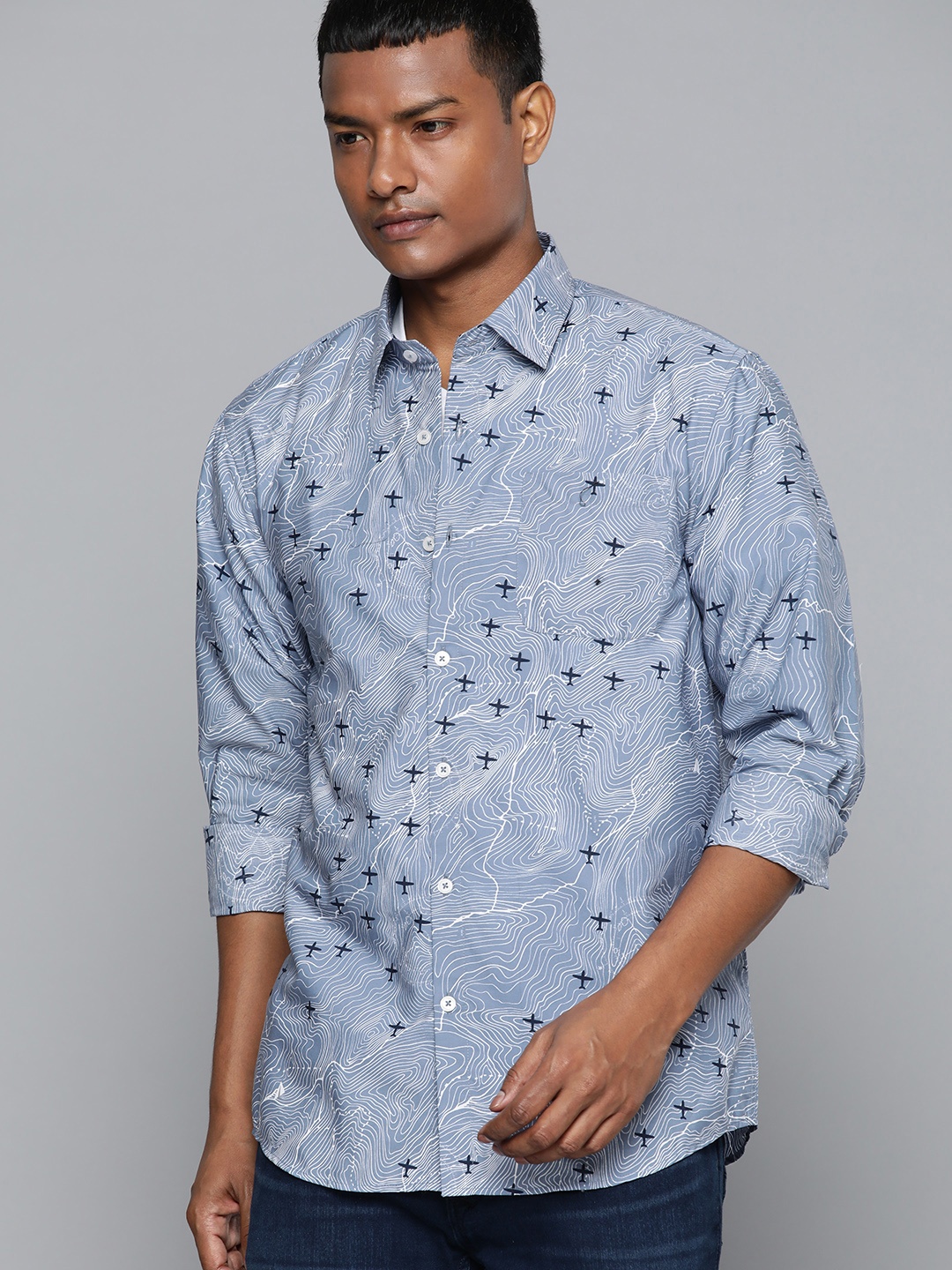 

DENNISON Men Blue Regular Fit Printed Casual Shirt