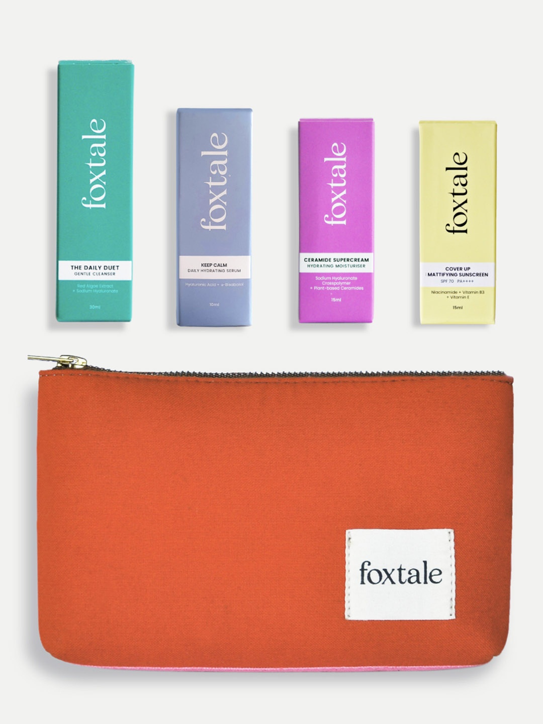 

FoxTale Set Of 4 Cleanser Moisturizer Hydrating Serum & Matte Sunscreen Minis, Blue