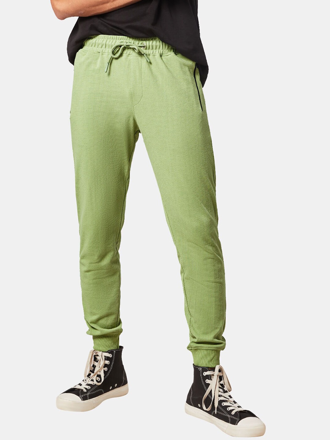 

The Souled Store Men Olive Solid Track Pants