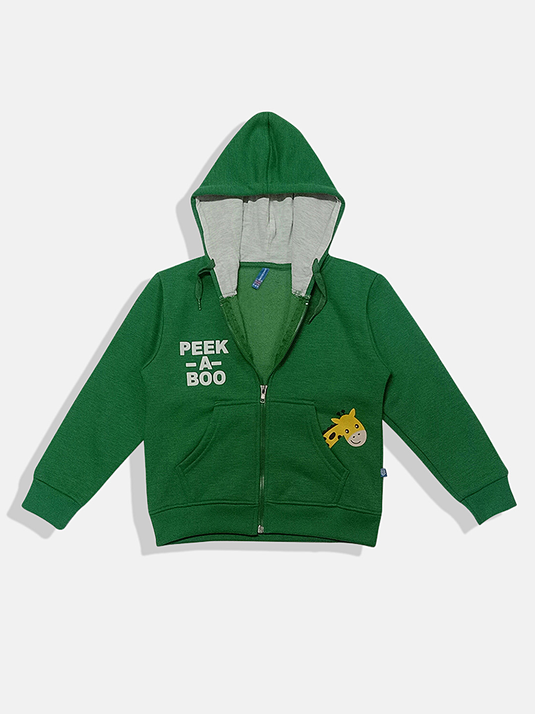 

GAME BEGINS Boys Printed Hooded Premium Cotton Sweatshirt, Green