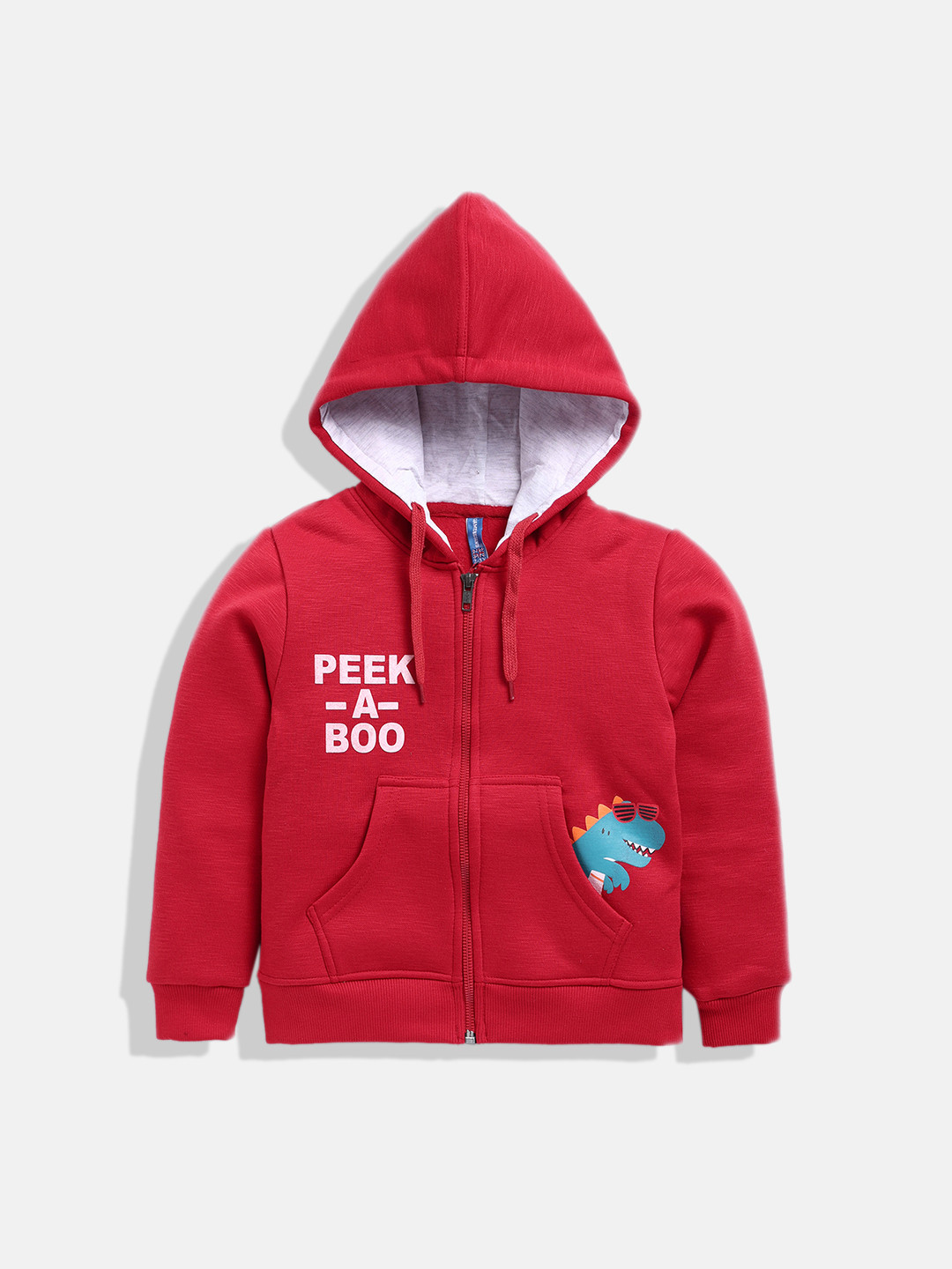 

GAME BEGINS Boys Premium Cotton Typography Detailed Hooded Sweatshirt, Red
