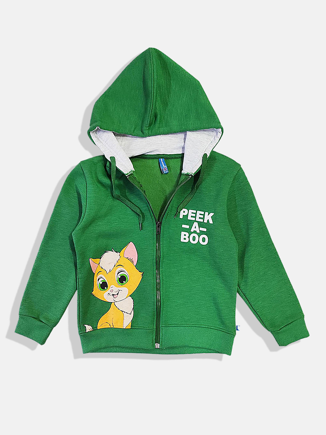 

GAME BEGINS Boys Premium Cotton Graphic Printed Hooded Sweatshirt, Green