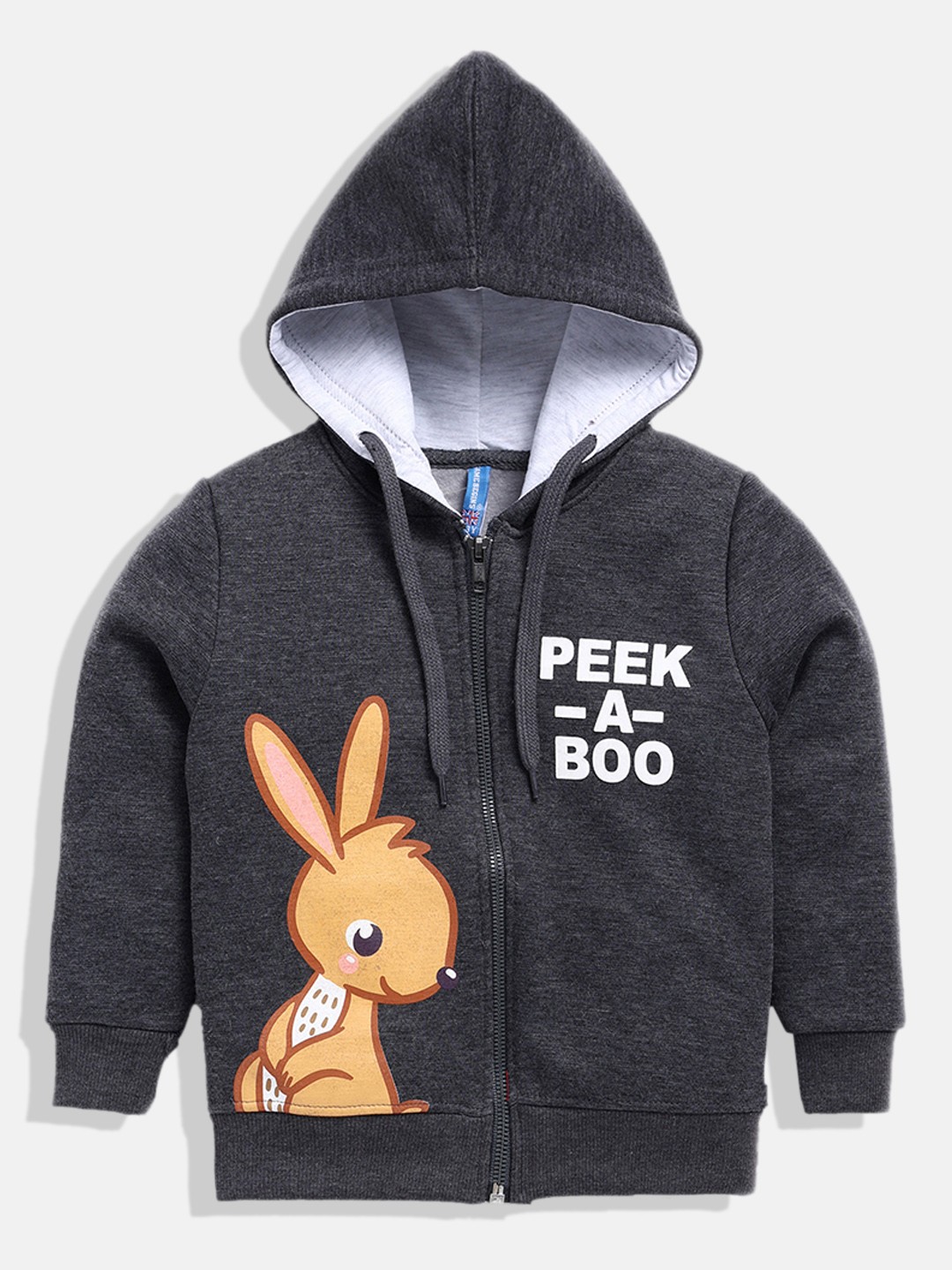

GAME BEGINS Boys Printed Hooded Premium Cotton Sweatshirt, Charcoal