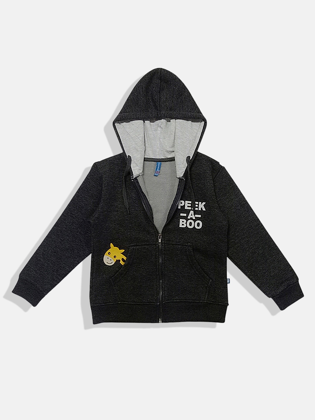 

GAME BEGINS Boys Premium Cotton Graphic Printed Hooded Sweatshirt, Charcoal