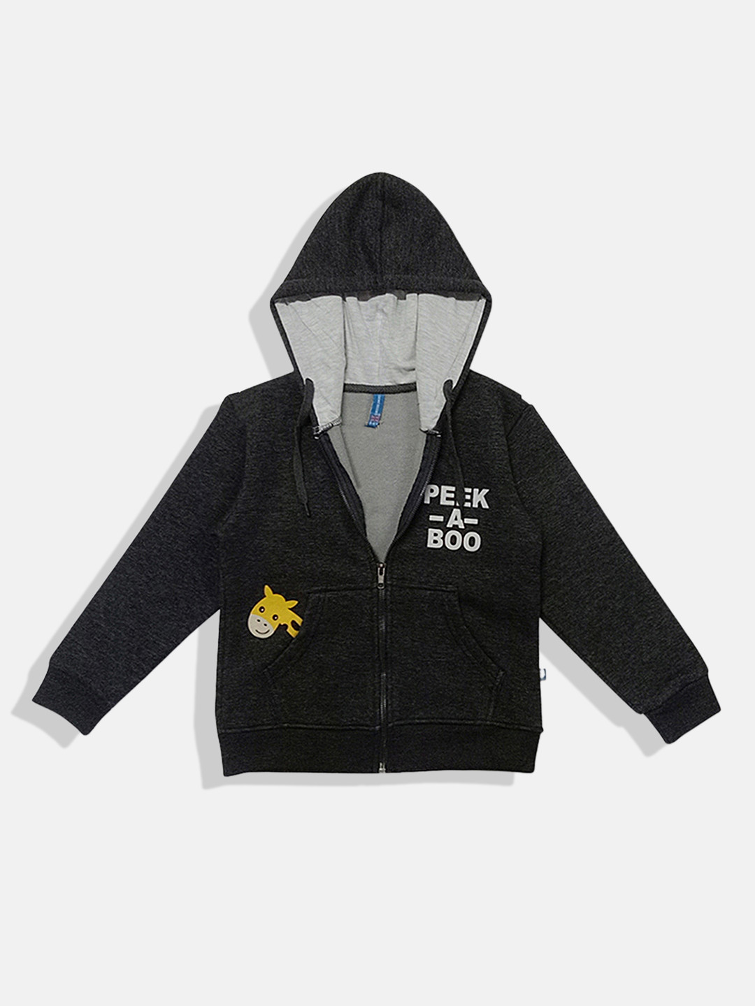 

GAME BEGINS Boys Printed Hooded Premium Cotton Sweatshirt, Charcoal
