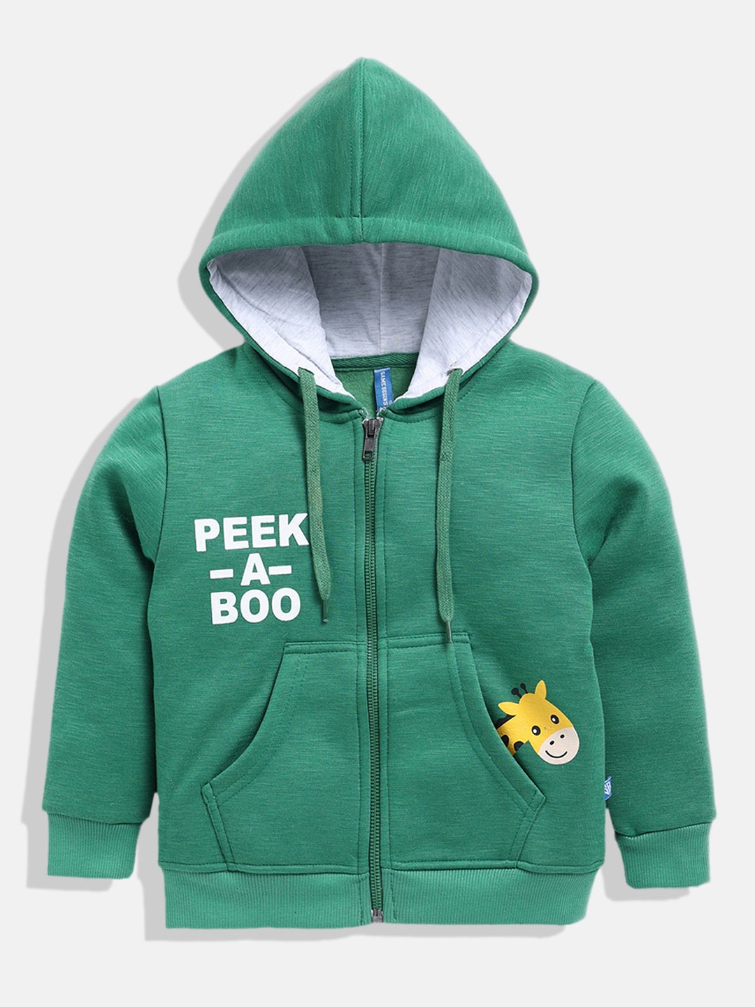 

GAME BEGINS Boys Premium Cotton Typography Printed Hooded Sweatshirt, Green