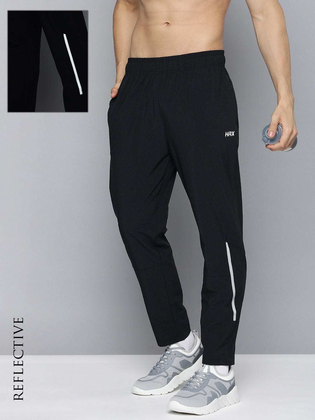 

HRX by Hrithik Roshan Men Jet Black Brand Logo Printed Training Track Pants