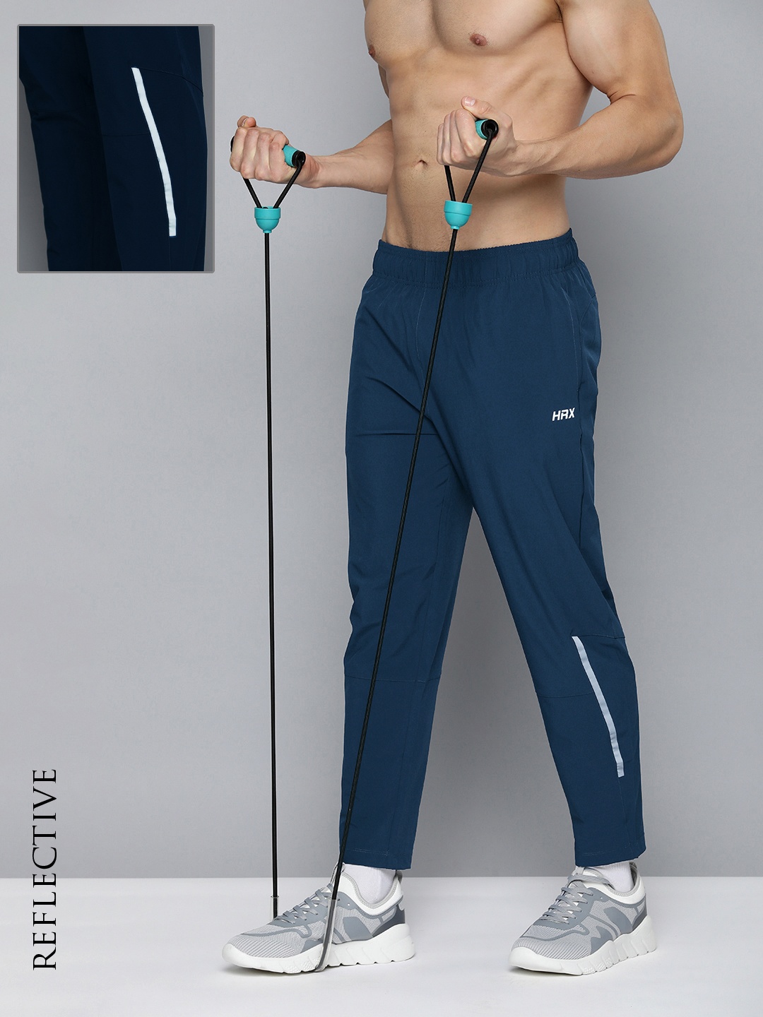 

HRX by Hrithik Roshan Men Estate Blue Brand Logo Printed Training Track Pants
