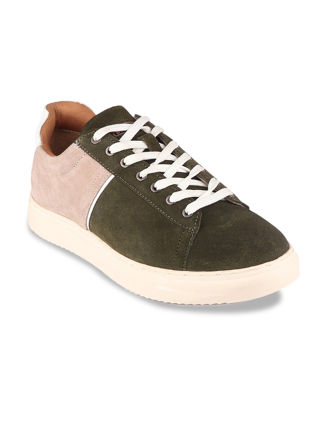 

Red Chief Men Green Colourblocked Leather Sneakers