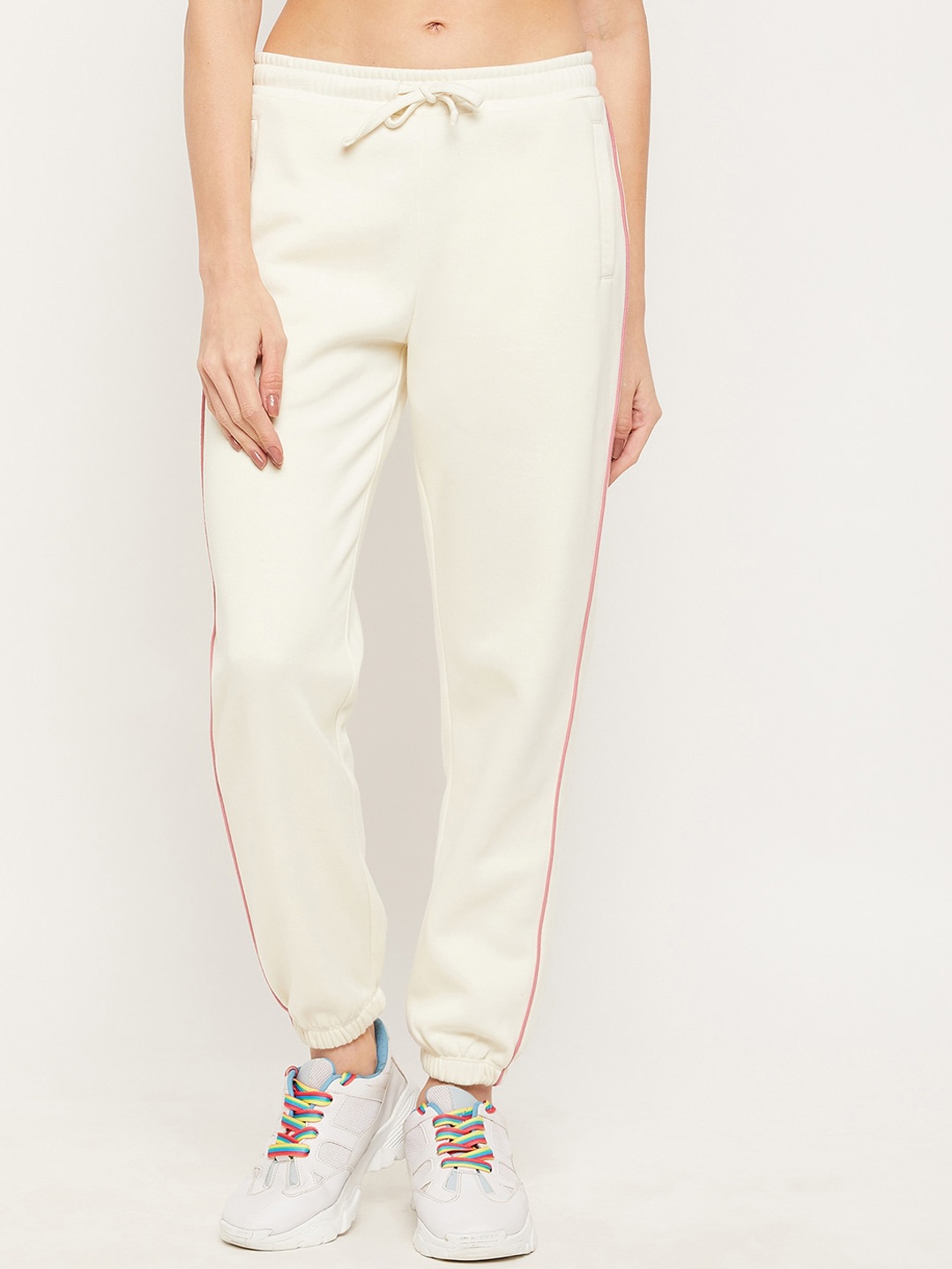 

EDRIO Women White Solid Joggers