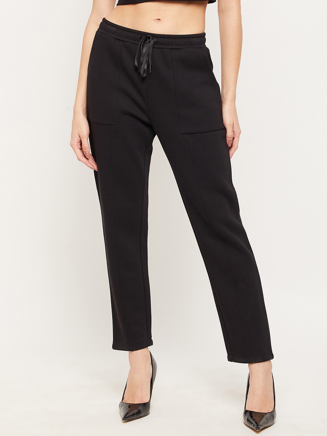 

EDRIO Women Black Solid Track Pants