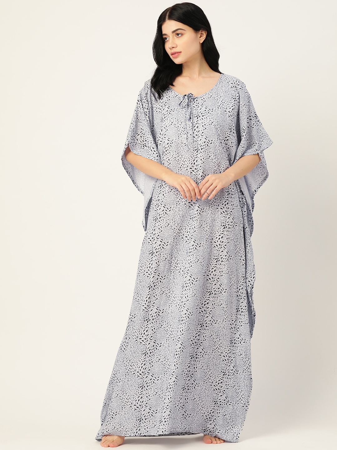 

ETC Grey Printed Maxi Kaftan Nightdress