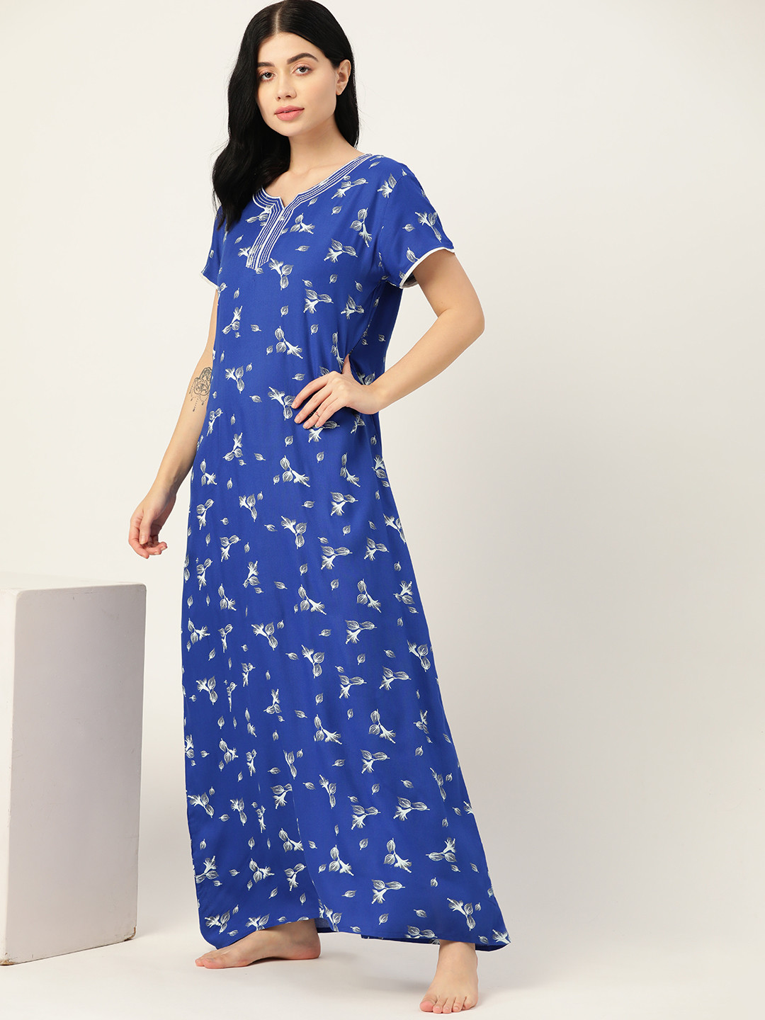 

ETC Blue Printed Maxi Nightdress