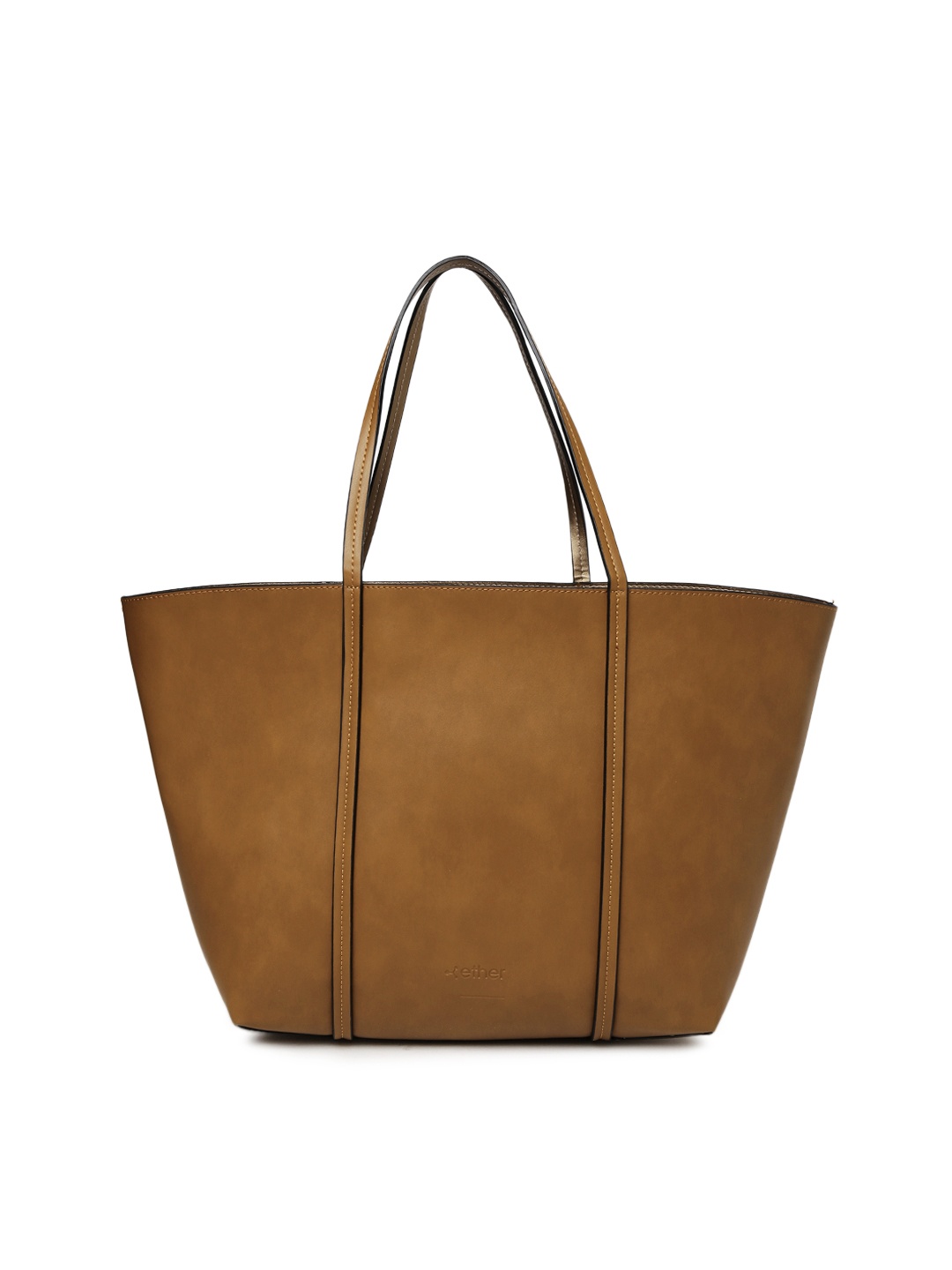 

ether Brown Solid Oversized Tote Bag