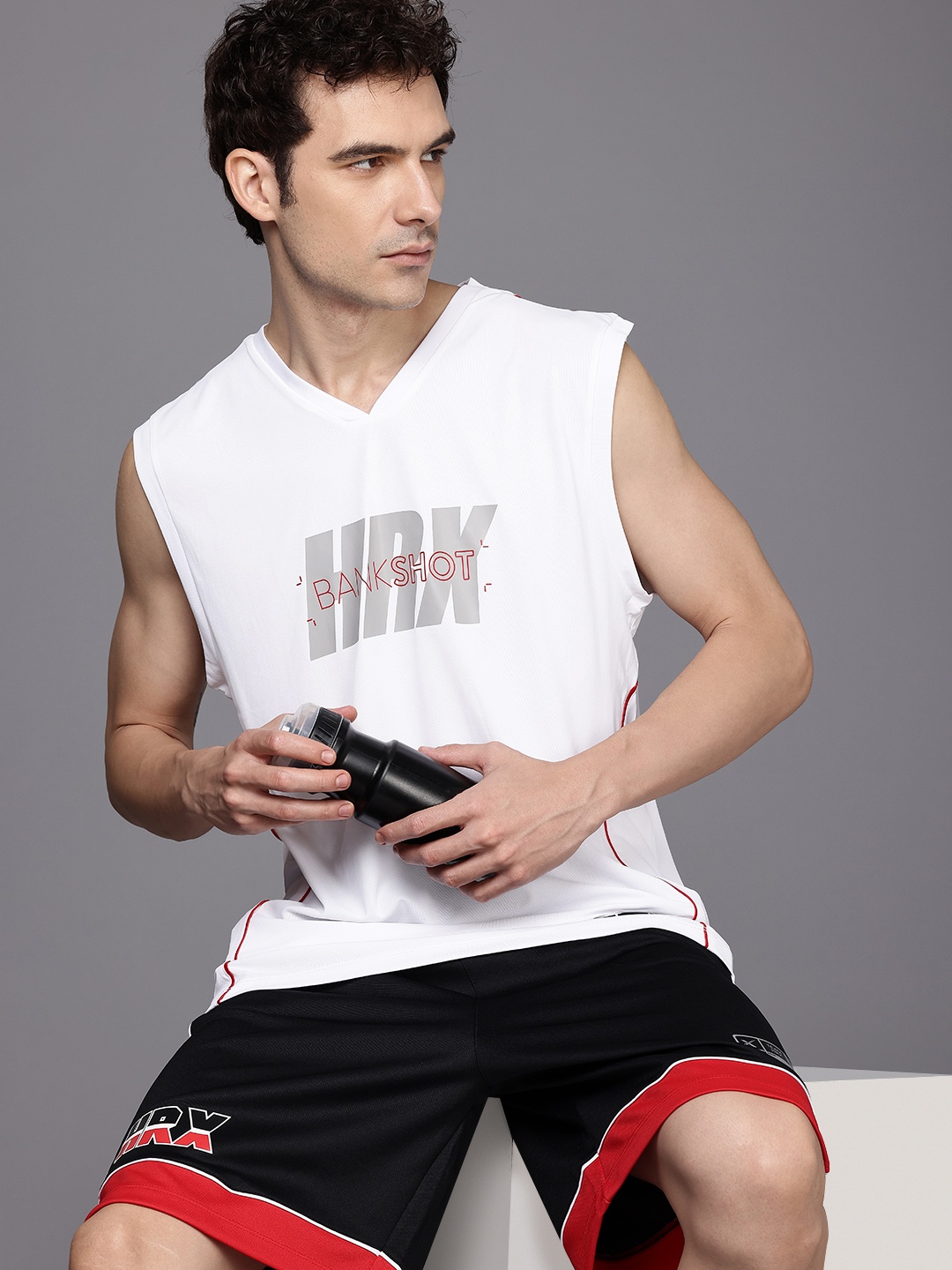 

HRX by Hrithik Roshan Men Brand Logo Printed Basketball Rapid-Dry T-shirt, White