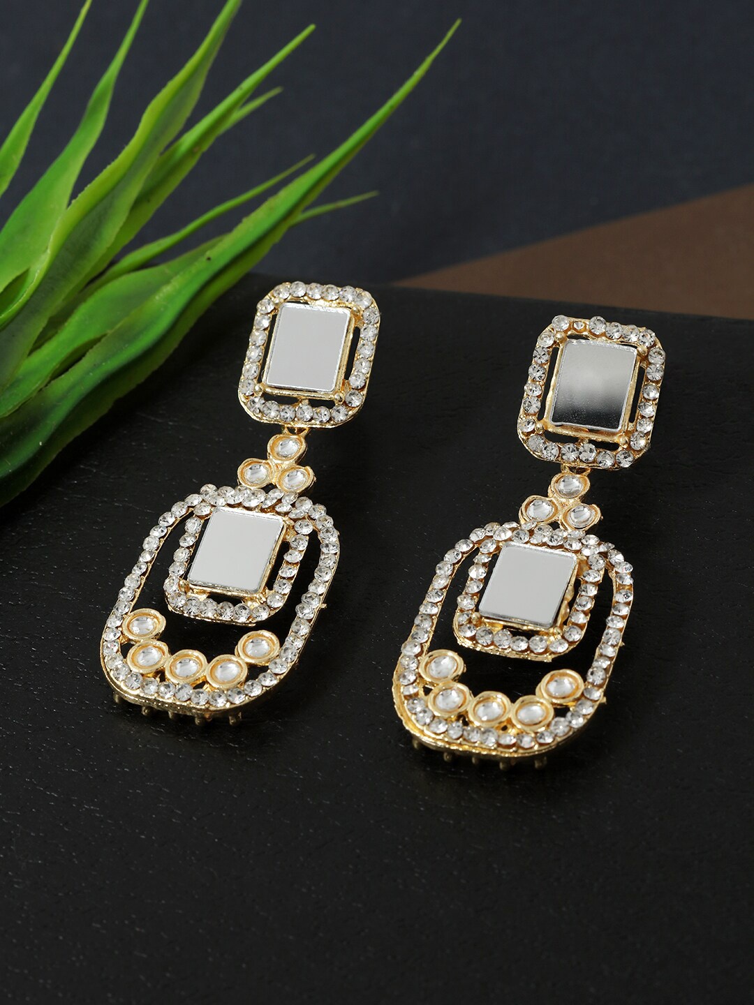 

AccessHer Gold-Toned Square Drop Earrings