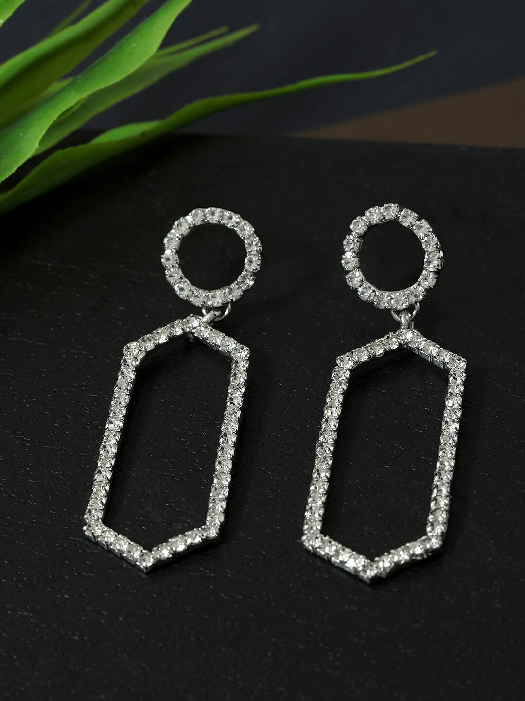 

AccessHer White Silver Plating Geometric Drop Earrings