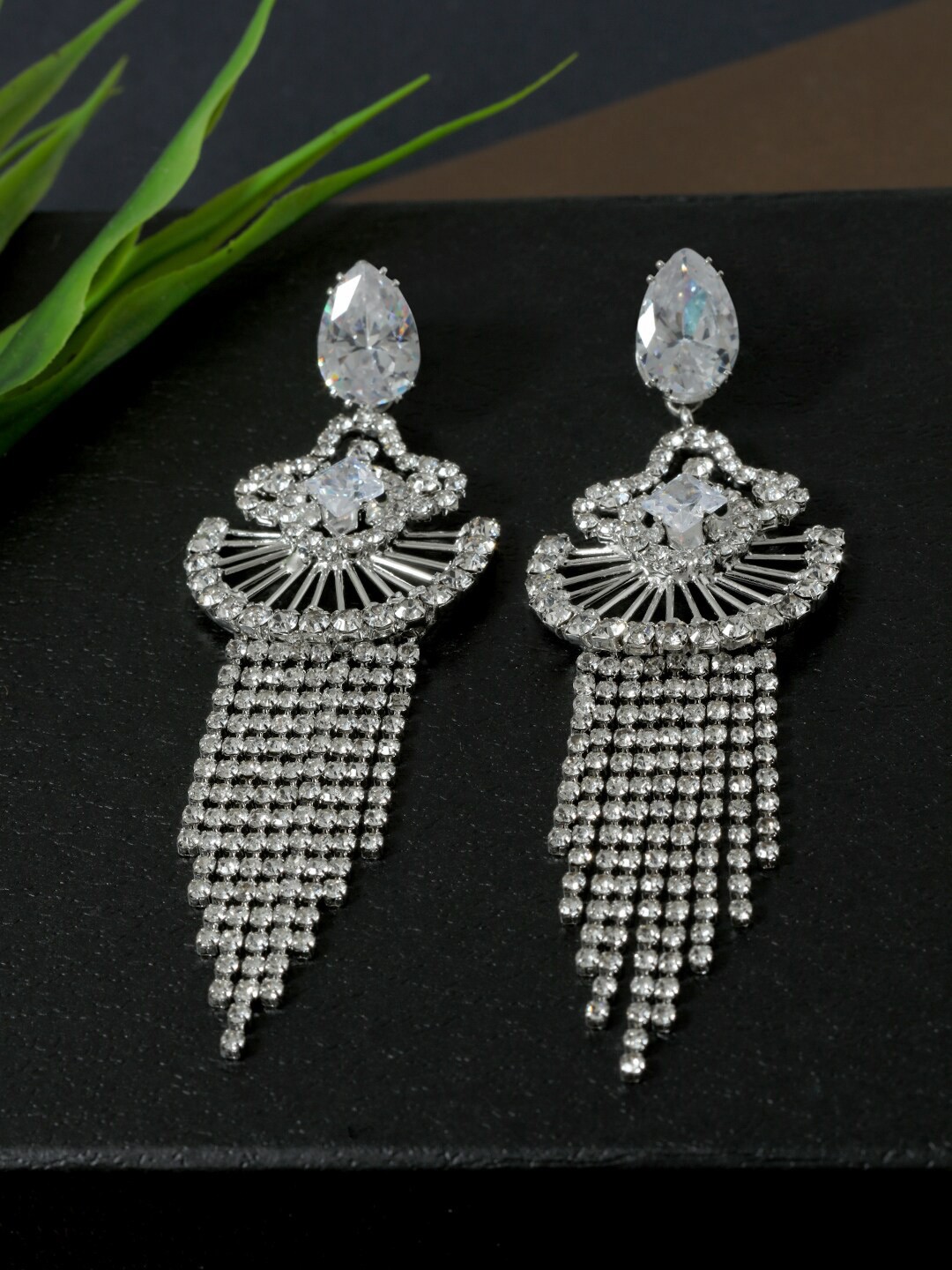 

AccessHer Silver-Toned Contemporary Drop Earrings