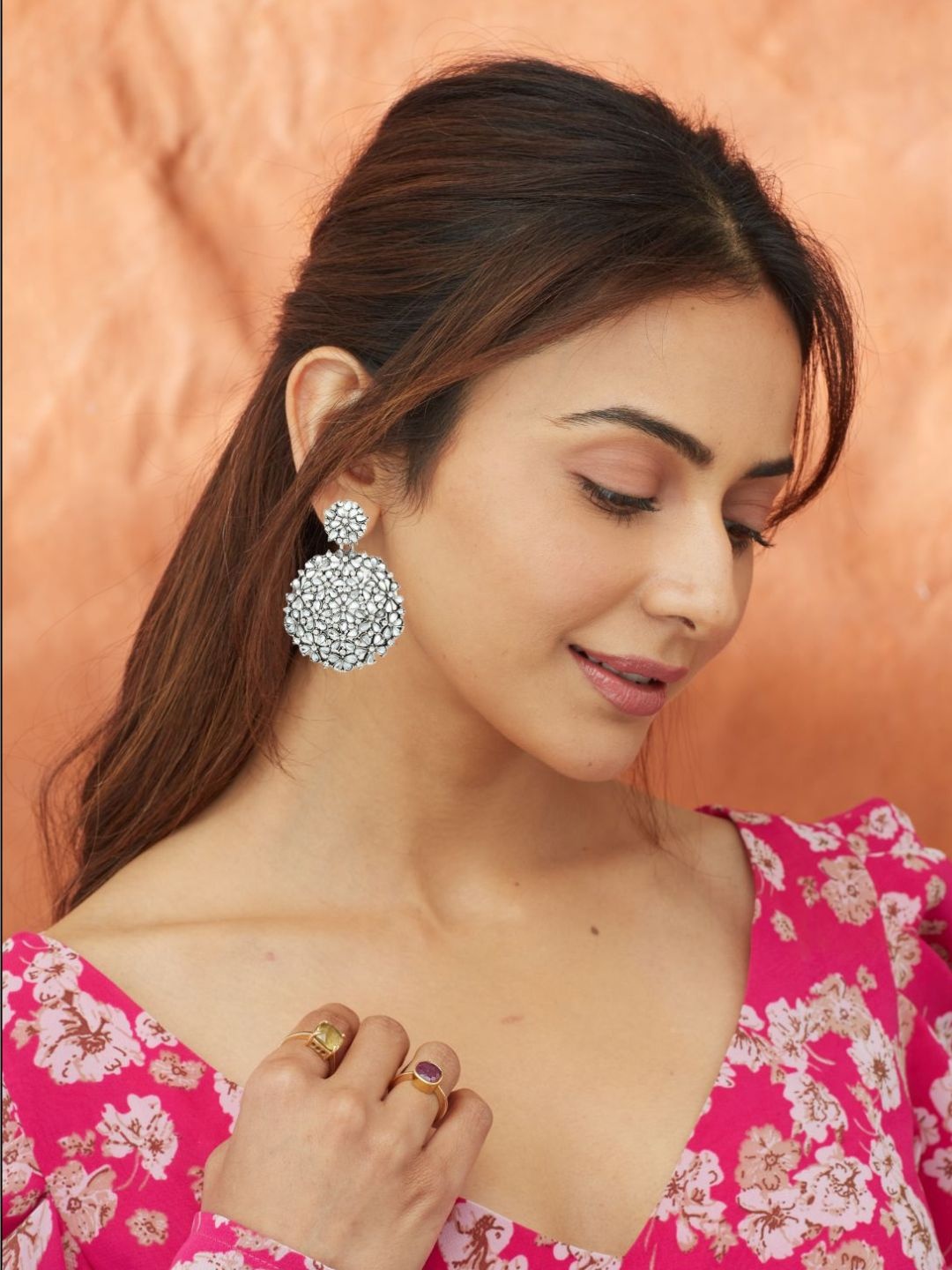 

AccessHer Silver-Toned Circular Drop Earrings
