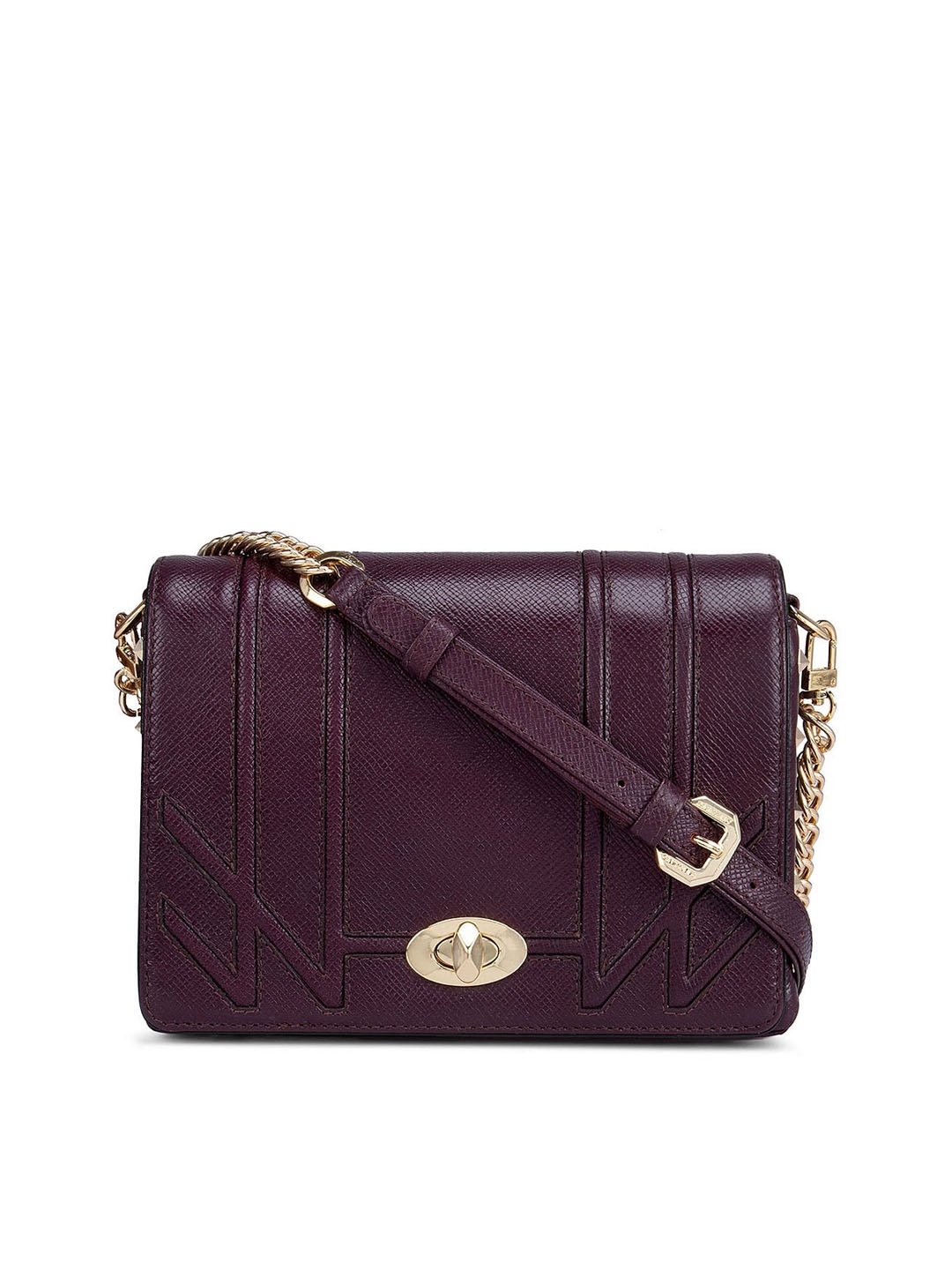 

Da Milano Women Maroon Textured Leather Structured Sling Bag
