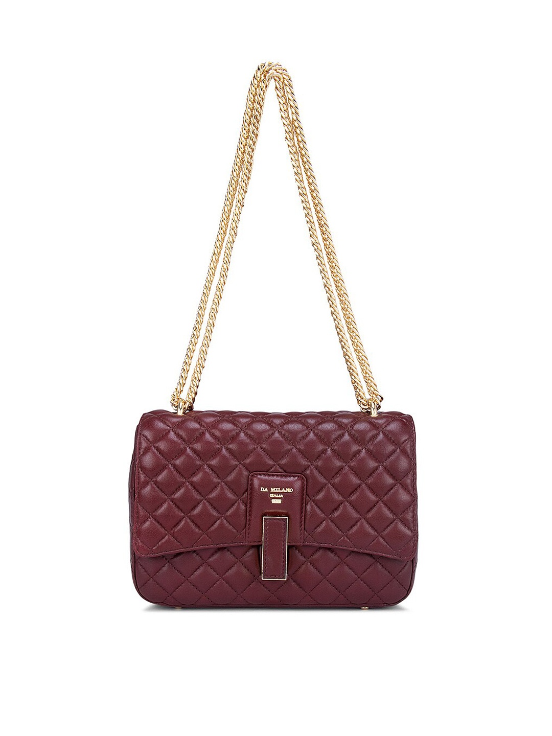 

Da Milano Maroon Textured Leather Structured Sling Bag