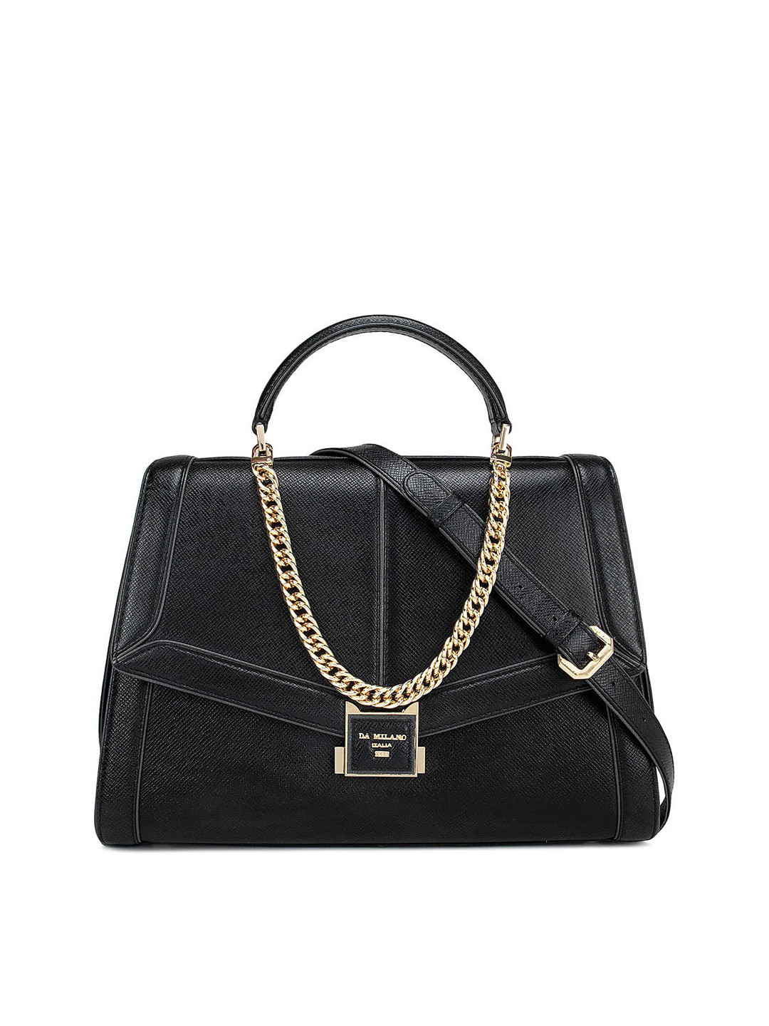 

Da Milano Black Leather Bowling Handheld Bag