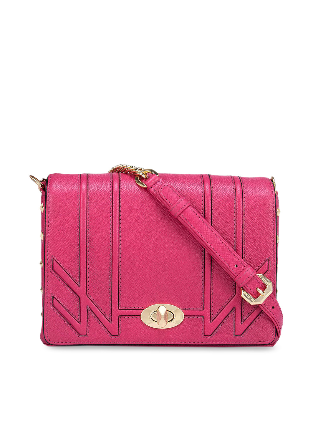 

Da Milano Pink Leather Structured Sling Bag