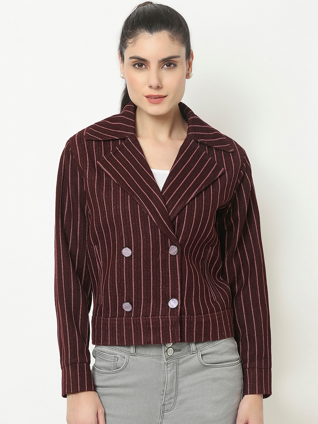 

Knitstudio Women Brown Striped Knitted Overcoat