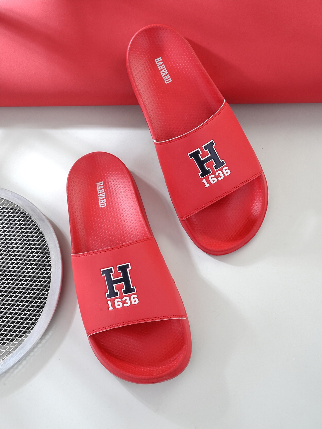 

Harvard Men Red & Black Printed Sliders