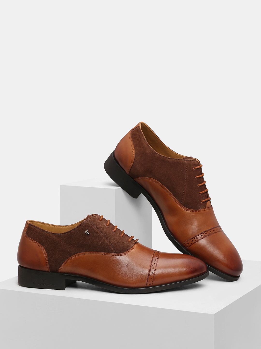 

Blackberrys Men Tan Solid Leather Oxfords