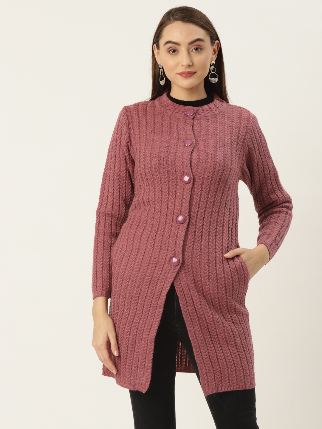 

FABNEST Women Rose Longline Cardigan