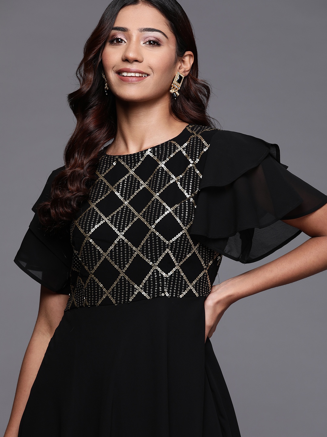 

Libas Women Embellieshed Georgette Maxi Dress, Black