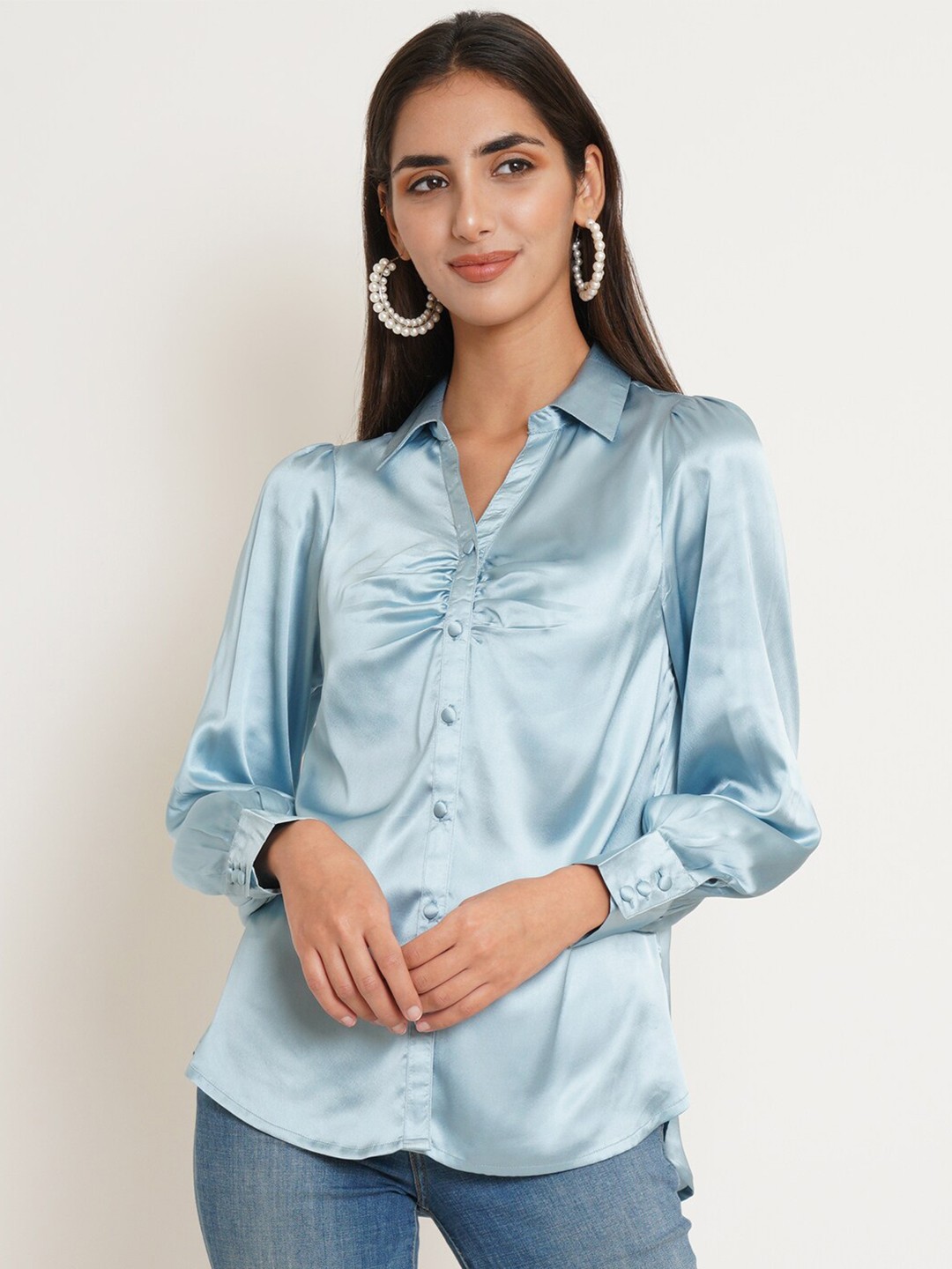 

IX IMPRESSION Shirt Style Top, Blue