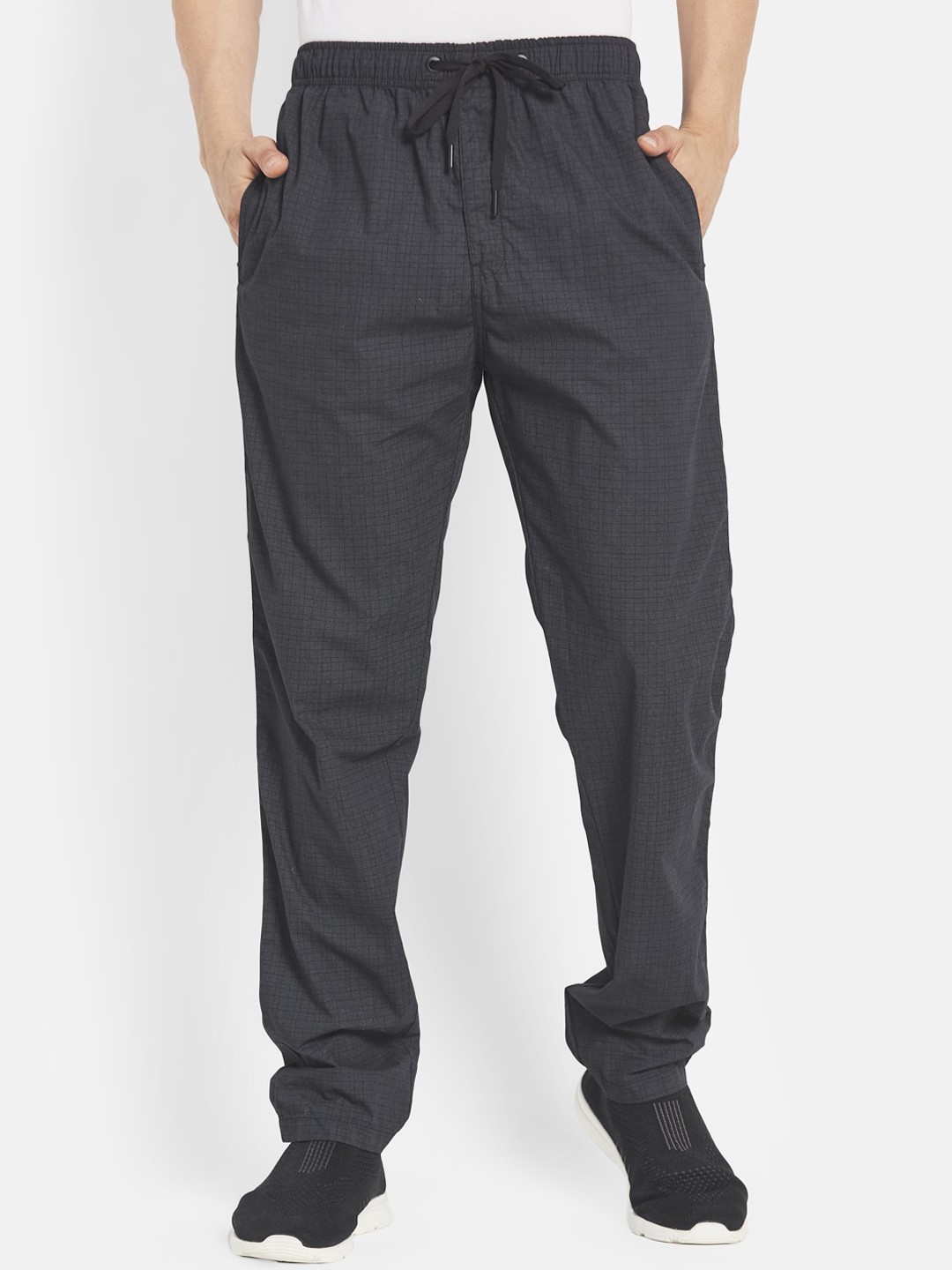 

Octave Men Black Woven Textured Cotton Track Pants