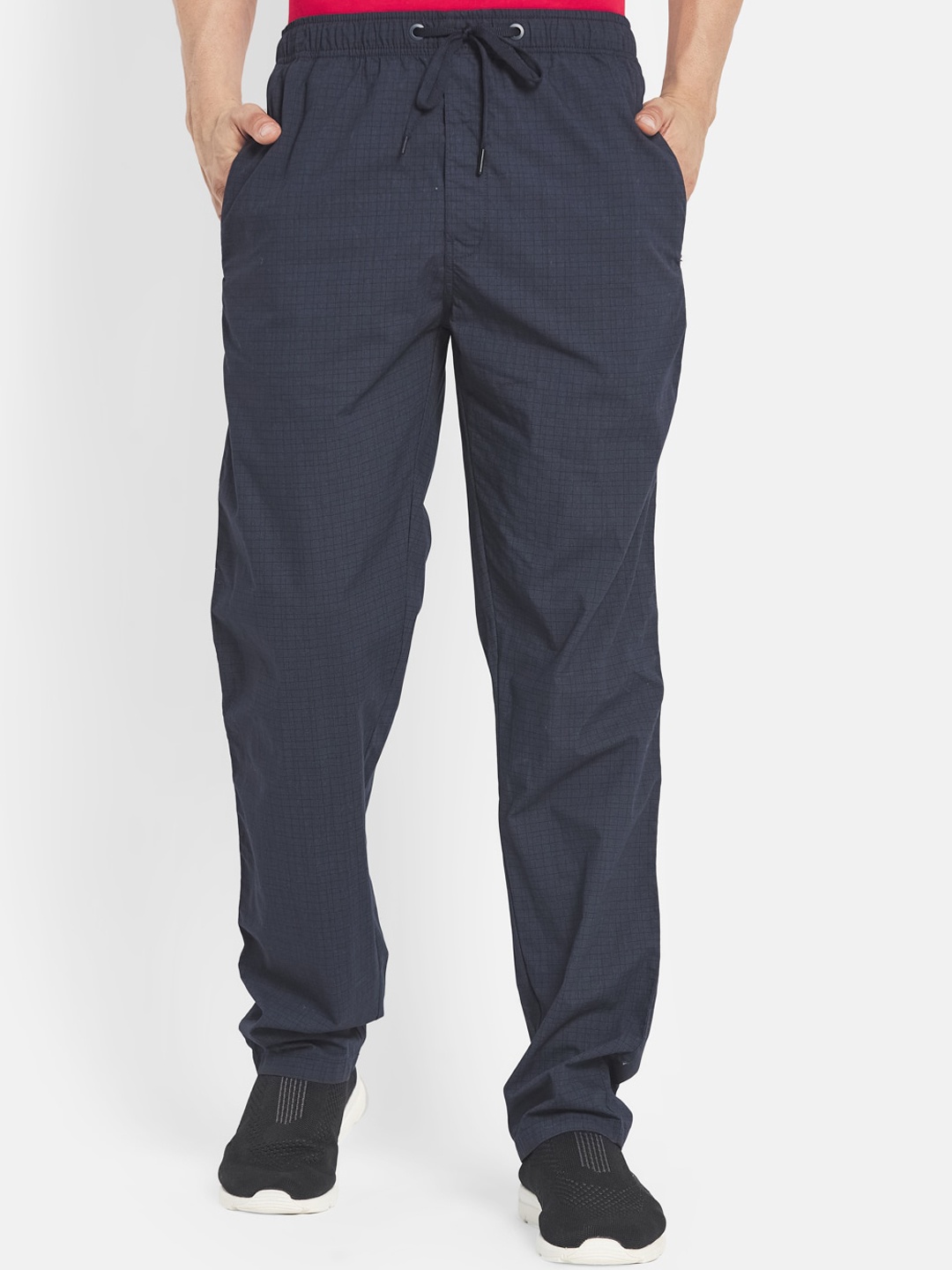 

Octave Men Navy Blue Woven Textured Cotton Track Pants
