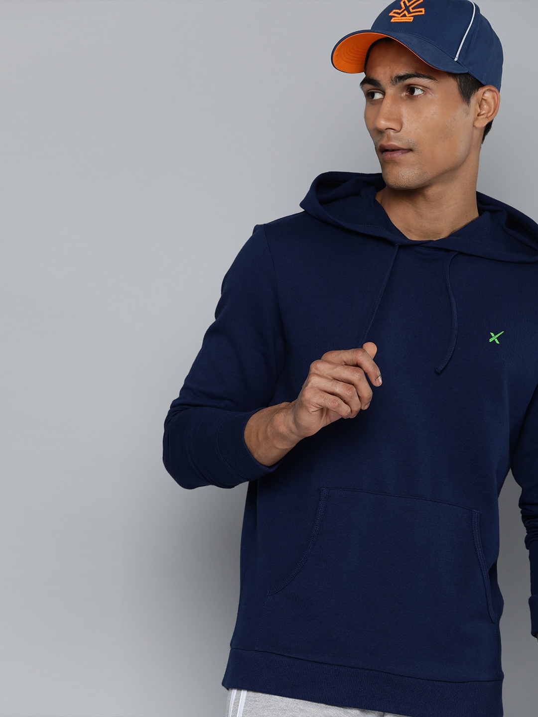

HRX by Hrithik Roshan Men Navy Blue Solid Hooded Sweatshirt