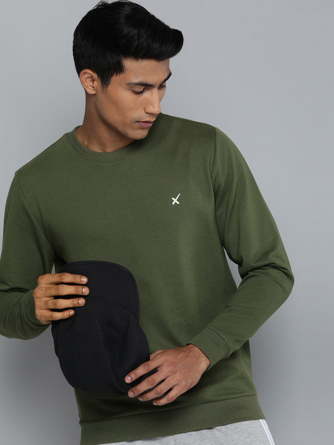 

HRX by Hrithik Roshan Men Olive Green Solid Sweatshirt