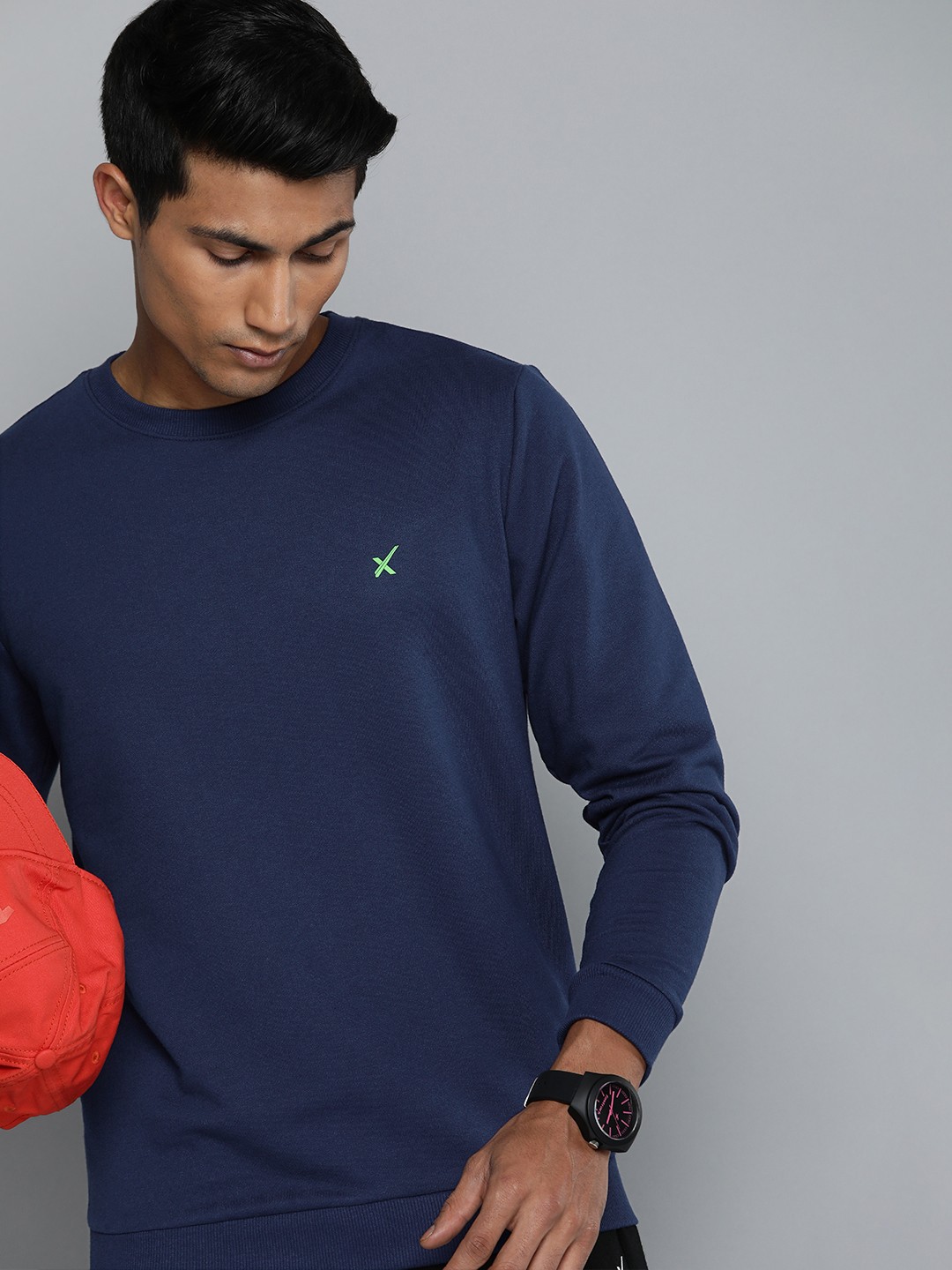 

HRX by Hrithik Roshan Men Navy Blue Solid Sweatshirt