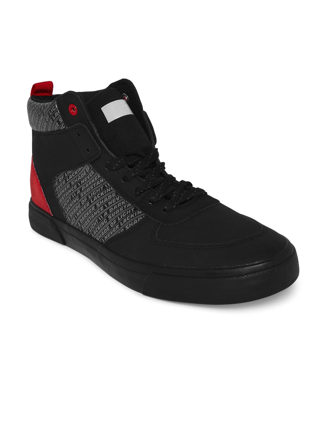 

Ajile by Pantaloons Men Black & Red Printed PU High-Top Sneakers
