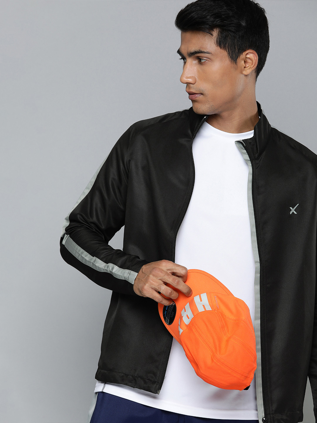 

HRX by Hrithik Roshan Men Black Grey Lightweight Open Front Jacket