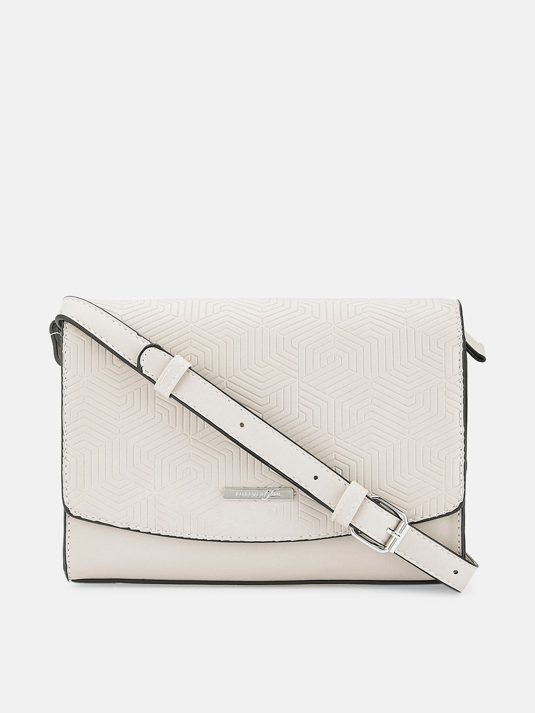 

Forever Glam by Pantaloons Off White Textured Structured Sling Bag