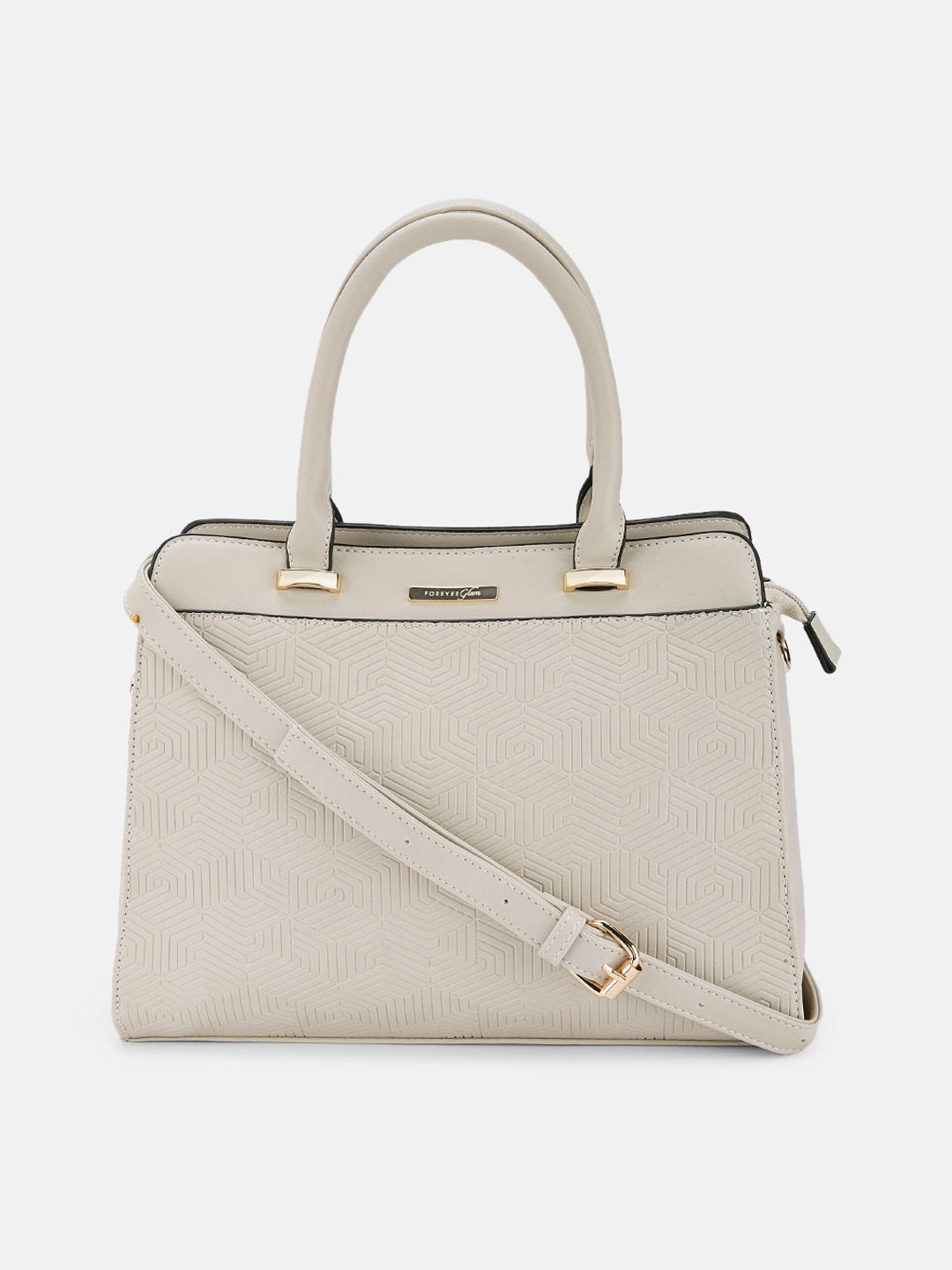 

Forever Glam by Pantaloons Off White Textured PU Structured Handheld Bag