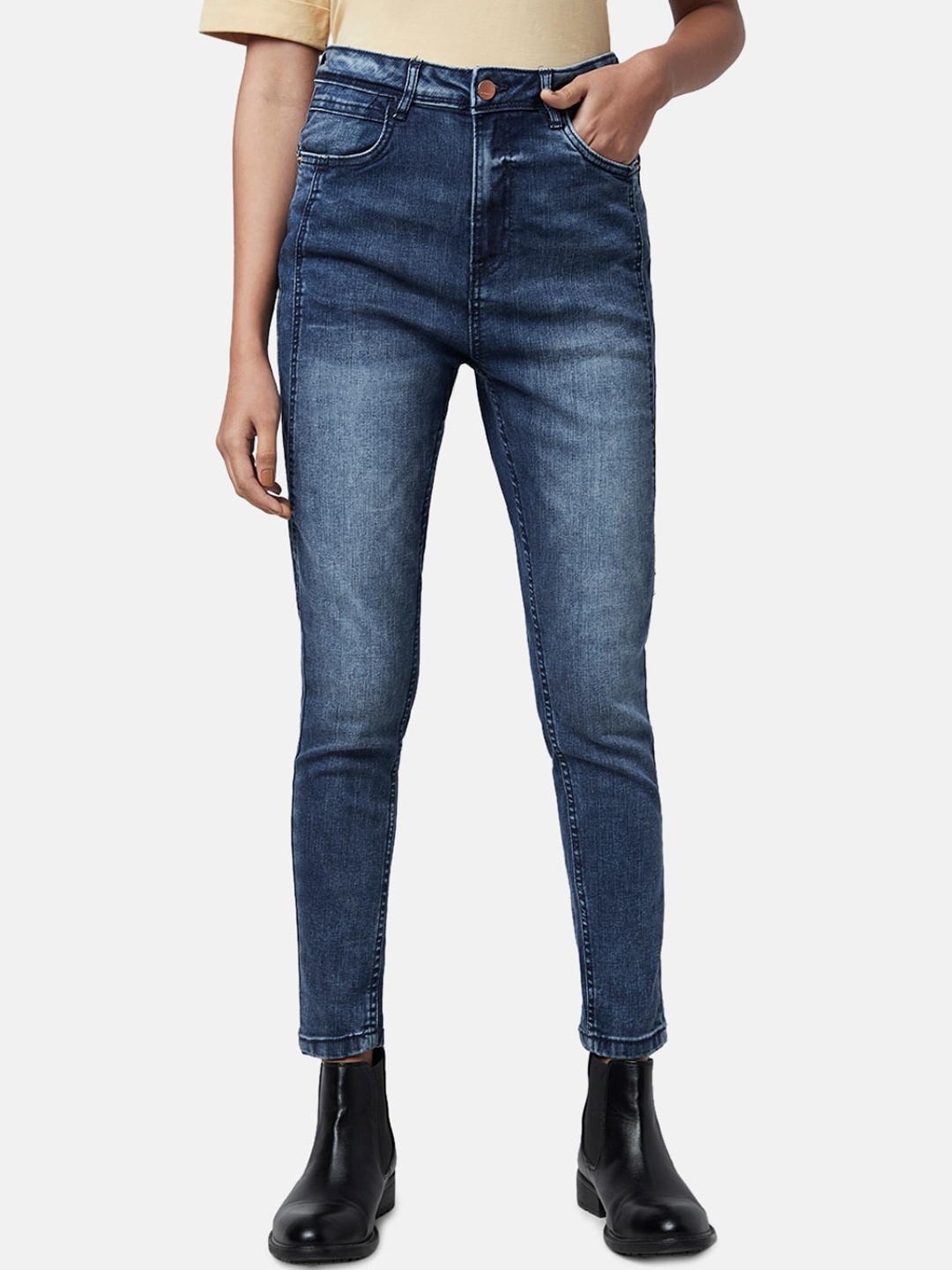 

SF JEANS by Pantaloons Women Blue Skinny Fit High-Rise Heavy Fade Jeans